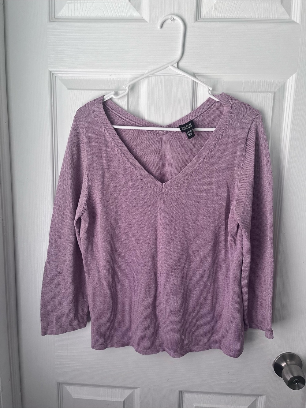 Eileen Fisher Lavender V-Neck Knit Top